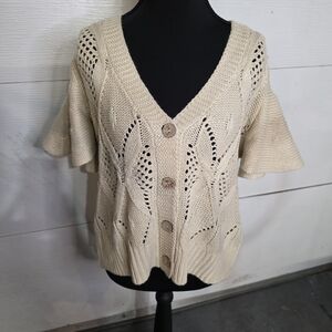 Cyrus Cream Knit Button-Up Cardigan